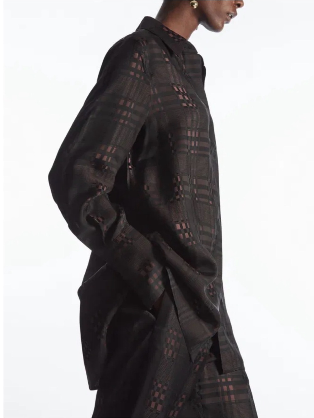 COS Runway Collection Sheer Checked Button-Up Jacquard Shirt size 6 - Picture 3 of 10